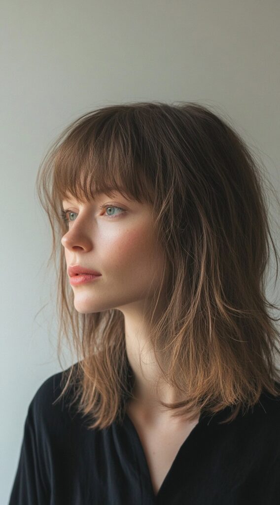 19 Flawless Fine Hair with Bangs Hairstyles 19 layered shag with wispy bangs