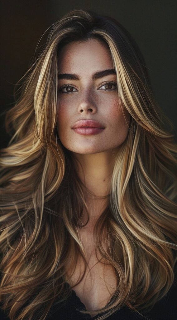 27 Long Hairstyles With Layers 9 layered with highlights for depth and dimension