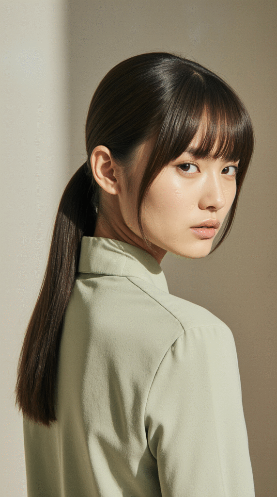 24 Gorgeous Straight Hairstyles 22 leek Low Ponytail