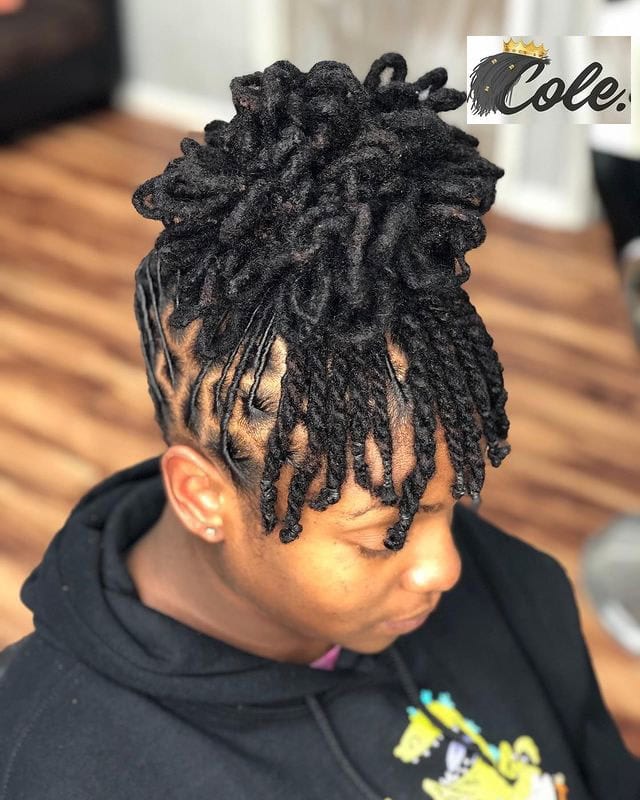 12 Two-Strand Twist Locs Hairstyles: Stunning and Unique Styles for Women 6 locs petal with two strand twist bangs