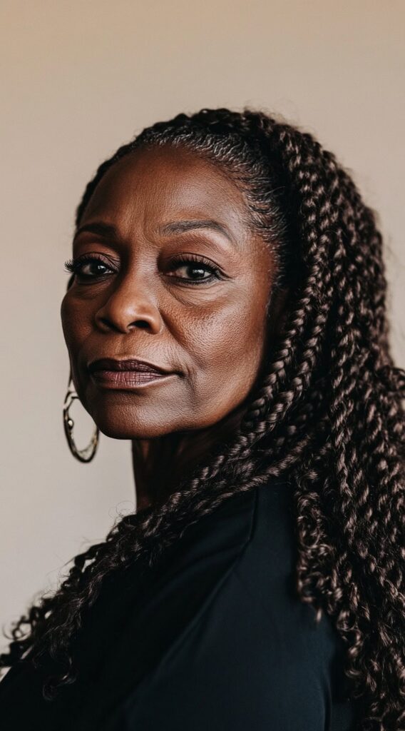 Braids for Older Black Women Over 50: 17 Elegant and Age-Defying Hairstyles to Try 5 long braids with auburn highlights