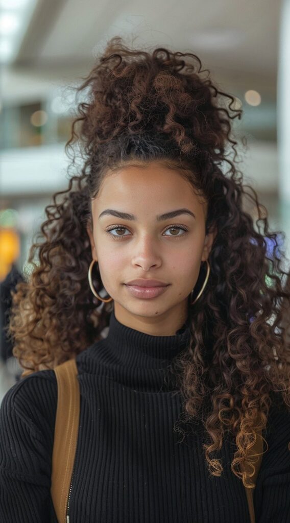 17 Airport Hairstyles for Curly Hair: Stay Cute on the Go and Travel in Style 10 long half up half down
