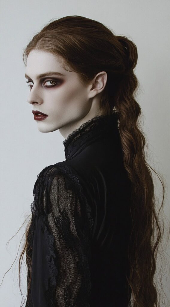 36+ Vampire Hairstyles for Women 9 long wavy ponytail