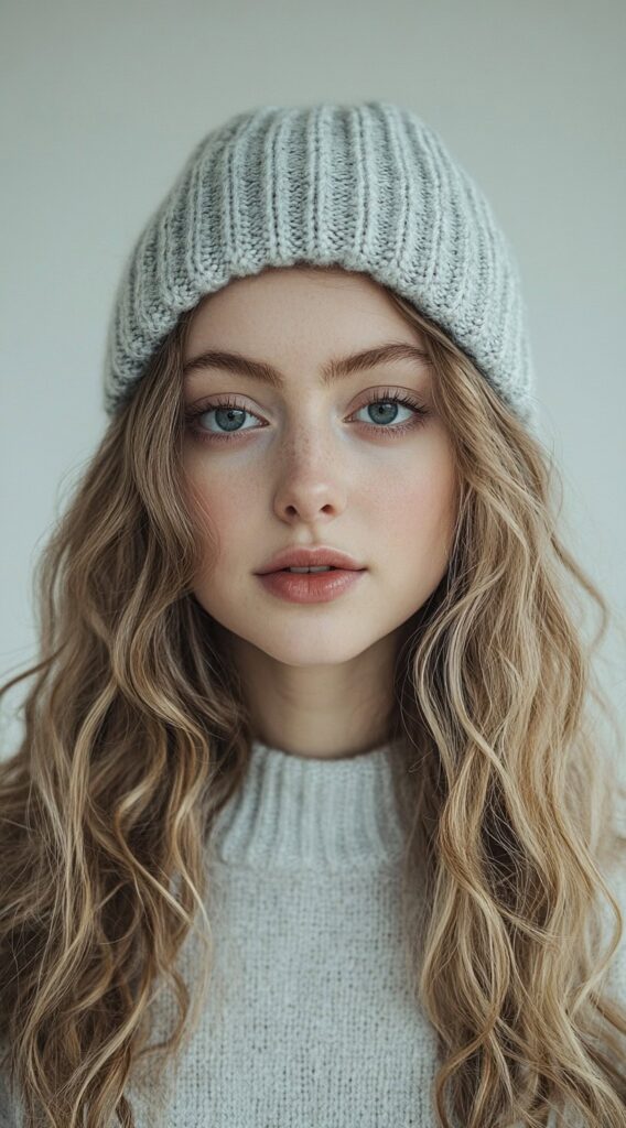 Mastering Beanie Hairstyles: 25 Simple and Stylish Ideas for Effortless Hair Days 3 loose curls with a beanie