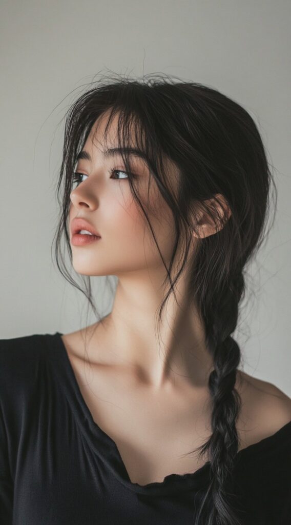 24 Gorgeous Straight Hairstyles 13 loose side braid with wispy bangs