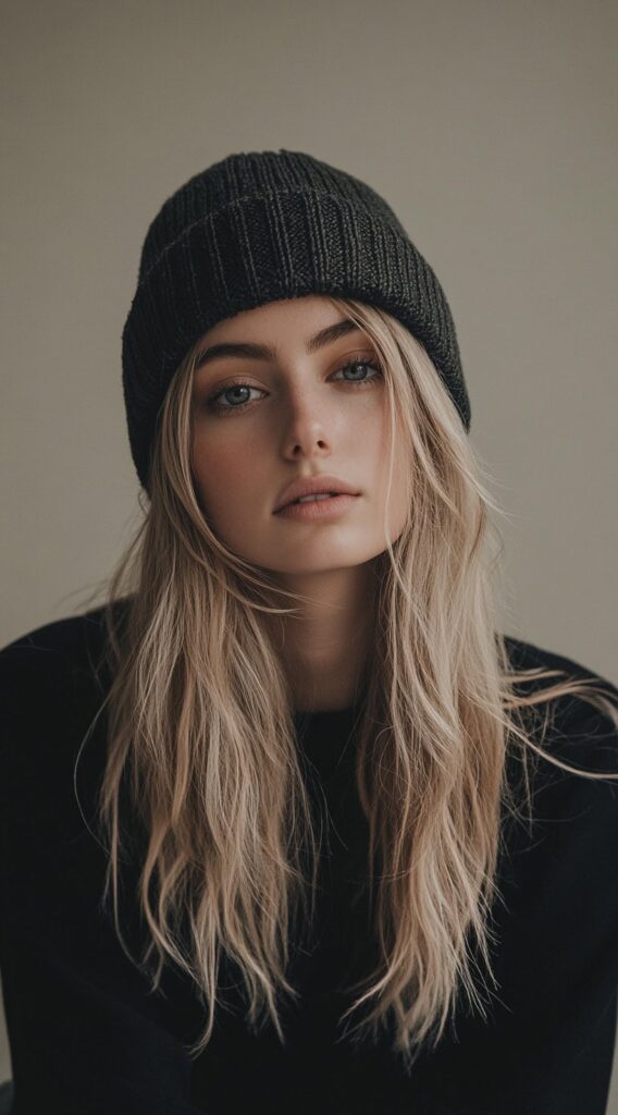 Mastering Beanie Hairstyles: 25 Simple and Stylish Ideas for Effortless Hair Days 1 loose waves with a beanie
