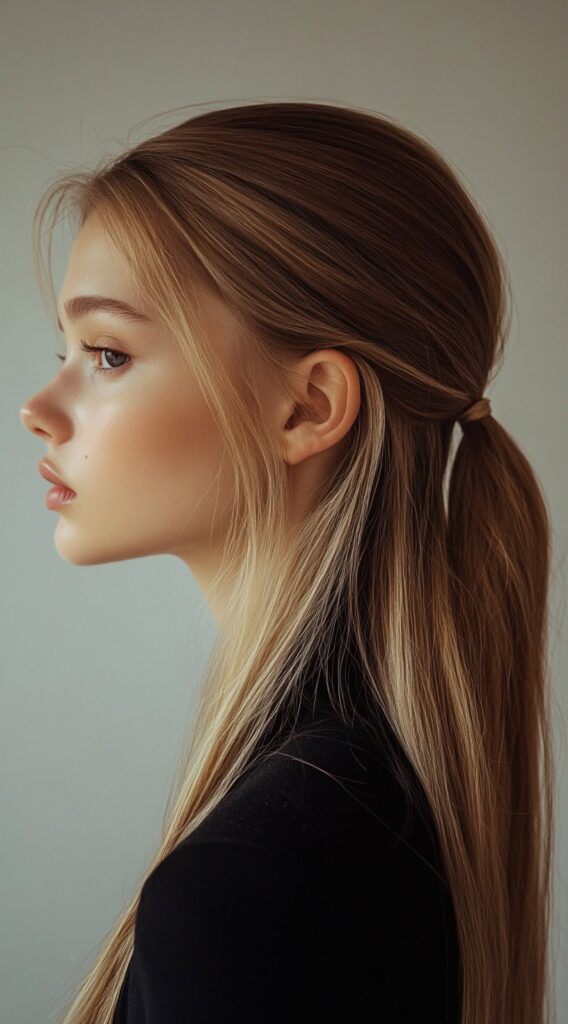 24 Gorgeous Straight Hairstyles 1 low slung straight ponytail
