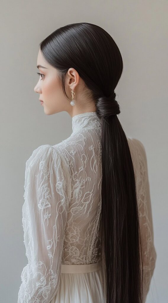 23 Formal Hairstyles for Long Hair: Elegant Ideas for Every Occasion 5 low wrapped ponytail