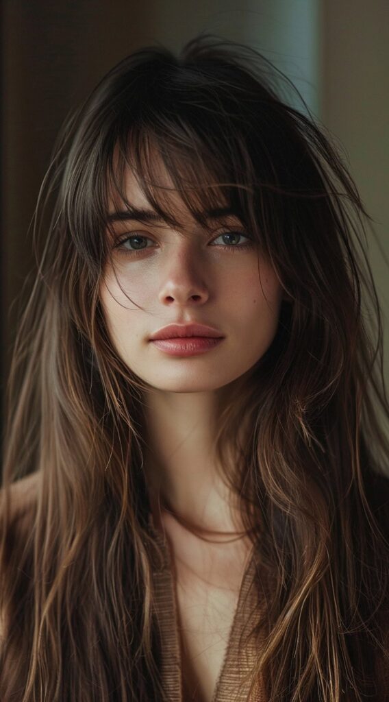 27 Long Hairstyles With Layers 18 messy layers with curtain bangs