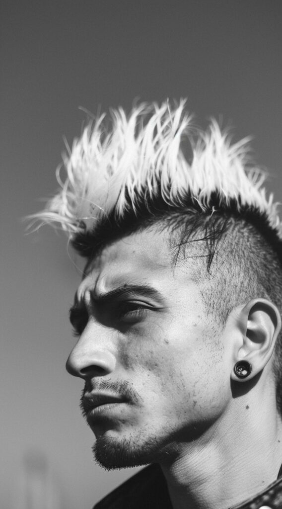 17 Black and White Hairstyles for Men: Stand Out with These Trendy Ideas 9 monochrome mohawk