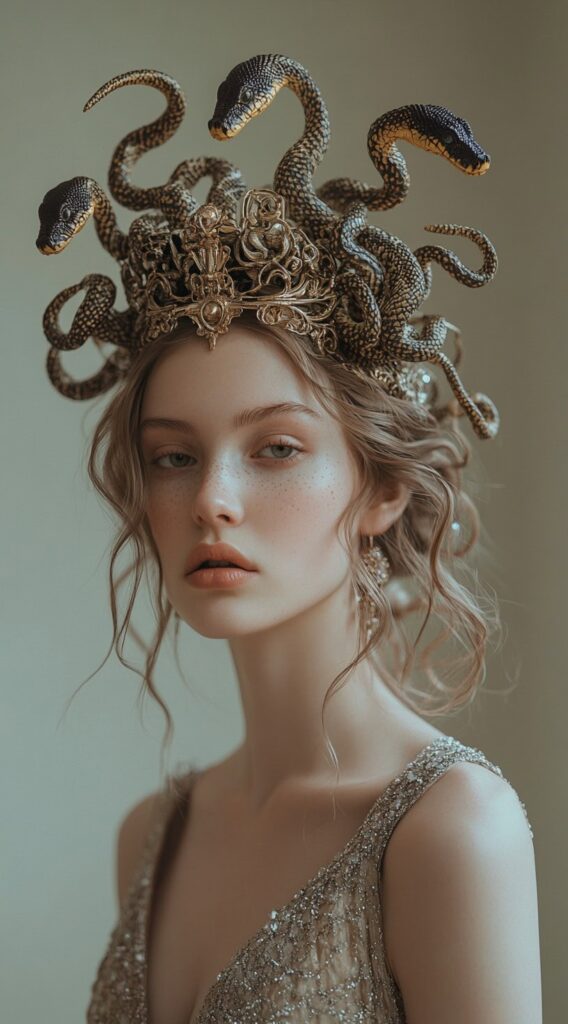 17 Medusa Hair Ideas 3 multi serpent crown with loose curls