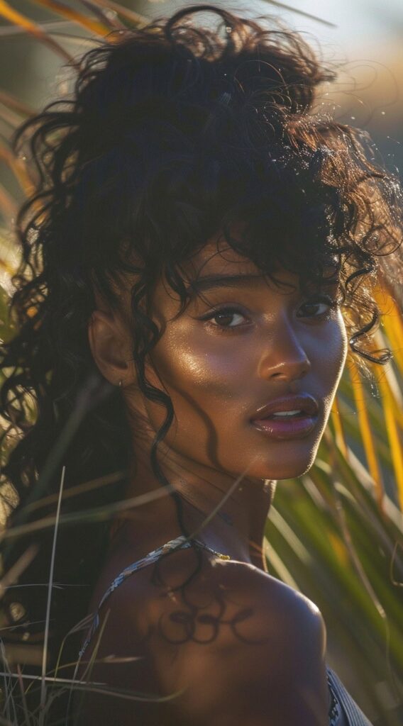 27 Weave Ponytail Hairstyles with Bangs: Chic and Modern Looks for Every Occasion 15 natural curls bangs and high ponytail