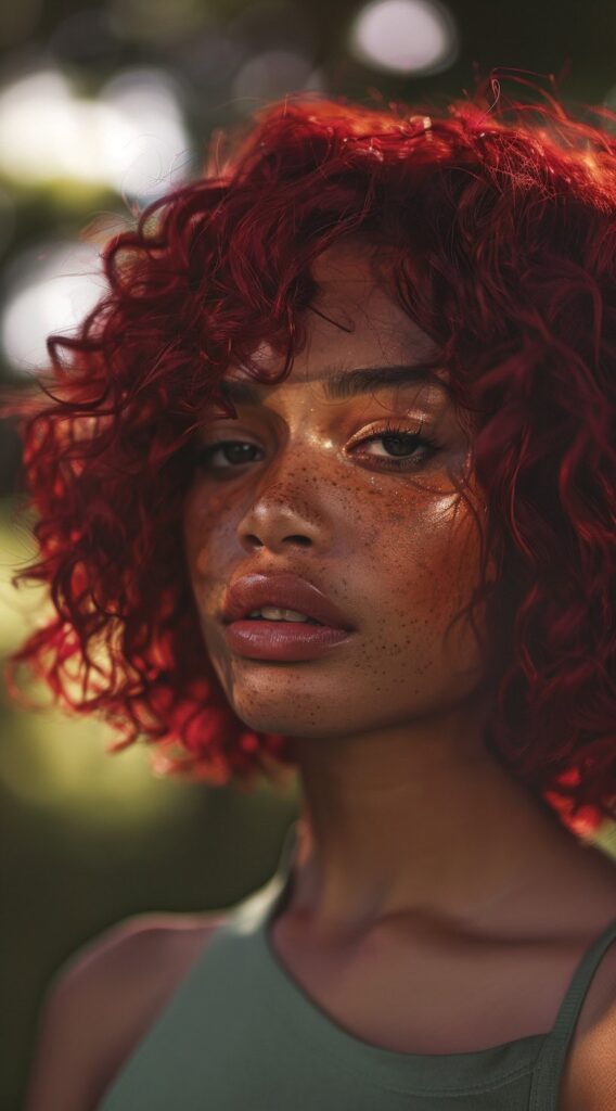 10 Red Bob Hairstyles for Black Women: From Classy to Edgy 4 natural curls bob with side swept bangs
