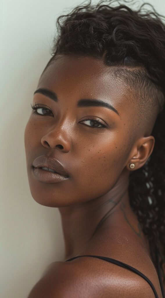 17 One Side Shaved Hairstyles for Black Women That Scream Confidence and Style 9 natural curls with side shave