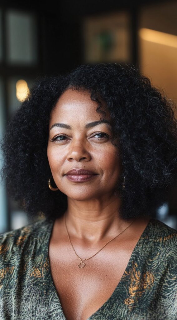 26 Older Black Women Hairstyles for Over 50 13 natural shoulder length curls