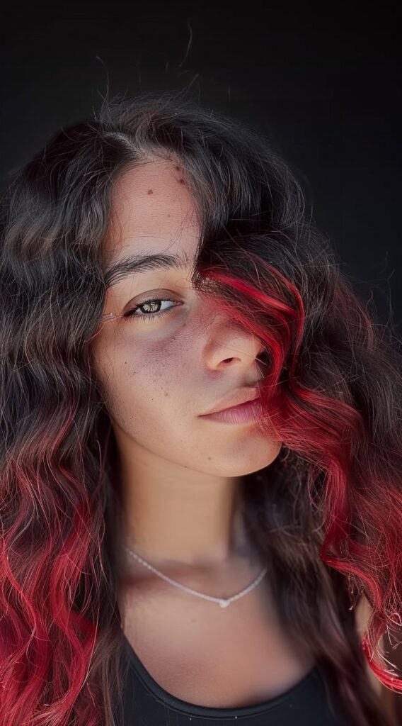 Peekaboo Highlights for Black Women: Transform Your Look with These 20 Stunning Ideas 3 natural waves with red highlights