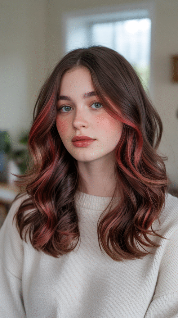 17 Cherry Cola Balayage Ideas 2 oft Waves with Cherry Cola Tint