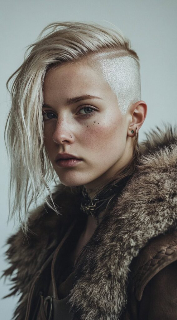 19 Viking Hairstyles for Women with Short Hair 8 one side shaved bob