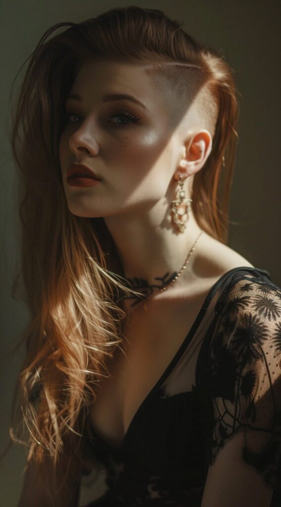 27 Long Hairstyles With Layers 4 one side undercut with long layers on the other