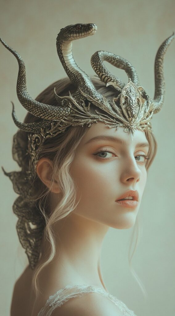 17 Medusa Hair Ideas 1 ornate snake crown with flowing locks
