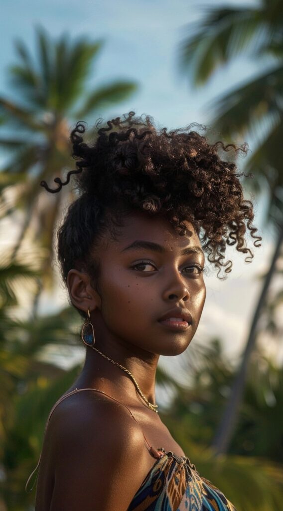 10 Vacation Hairstyles for Black Women: Stunning Ideas for Your Next Getaway 6 pineapple updo 2