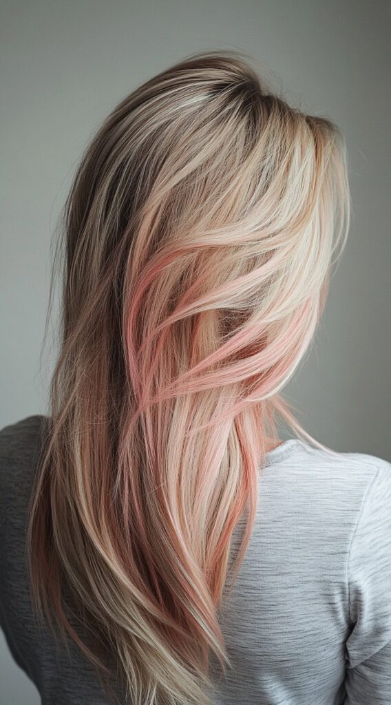 25 Highlights on Dirty Blonde Hair: From Subtle to Bold Transformations 7 pink pastel highlights on dirty blonde hair