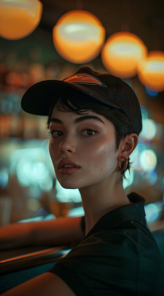 25 Hat Hairstyles for Work: Stylish and Professional Ideas for Women 16 pixie cut with side swept bangs