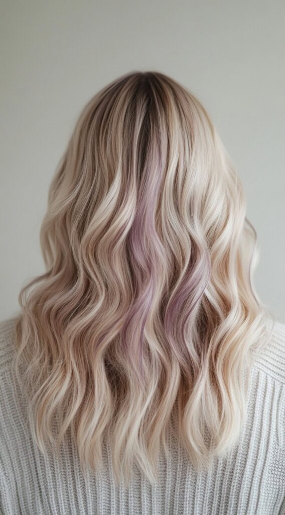 23 Winter Highlights for Blondes: Gorgeous Color Ideas to Warm Up Your Look 20 platinum blonde with subtle lavender streaks