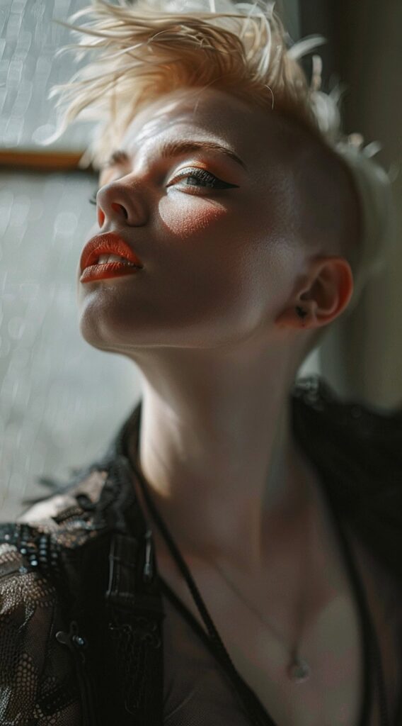 28 Short Hairstyles for Thin Hair: Stunning Ideas to Boost Volume and Style 21 platinum mohawk pixie