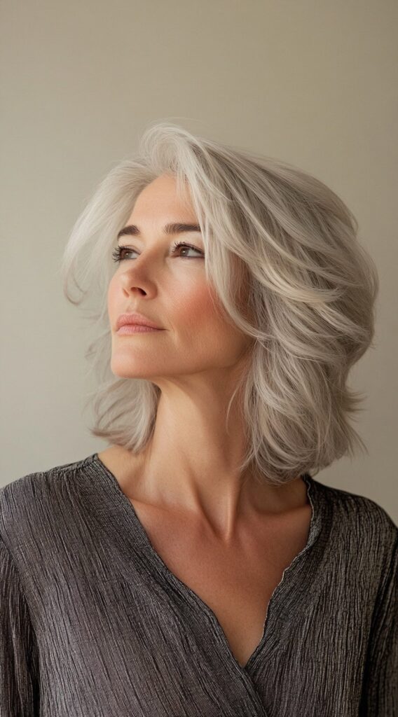 20 Volumizing Choppy Bob Hairstyles for Fine Hair 8 polished silver bob with feathered layers