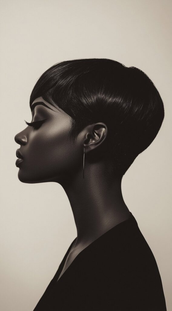 27 Trendy Pixie Hairstyles for Black Women 11 polished sleek pixie cut