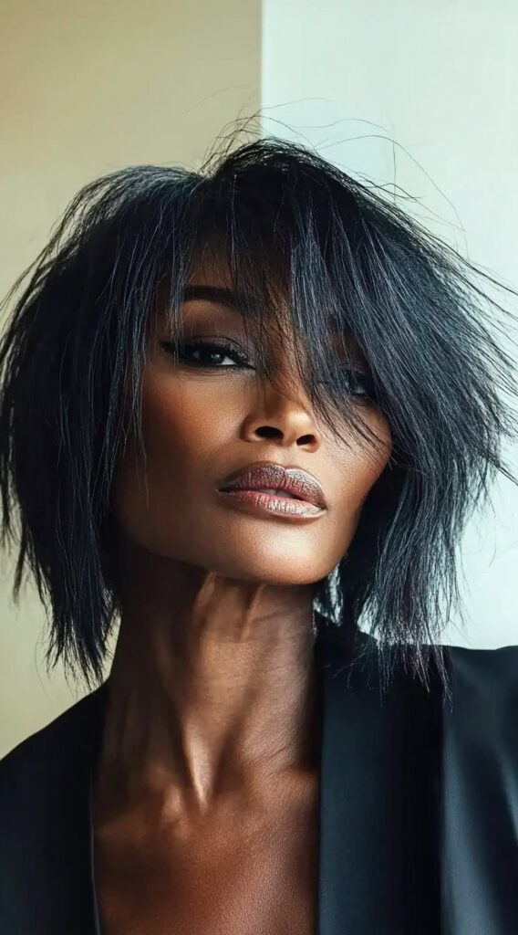 26 Older Black Women Hairstyles for Over 50 17 razor cut blunt bob