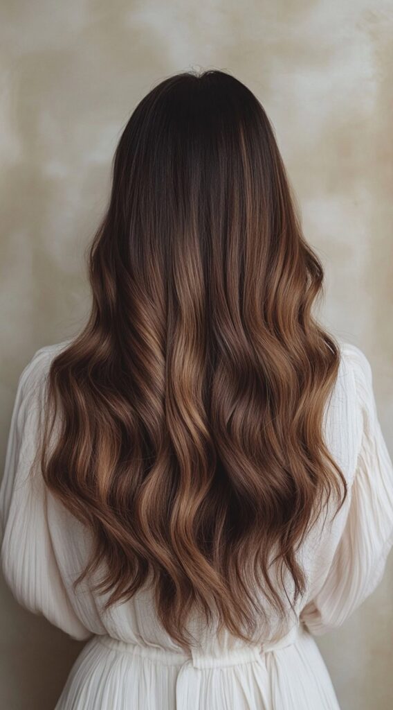 24 Winter Balayage Ideas for Brunettes: Subtle and Bold Hairstyles for a Fresh Winter Glow 18 rich chocolate brunette balayage with soft curls