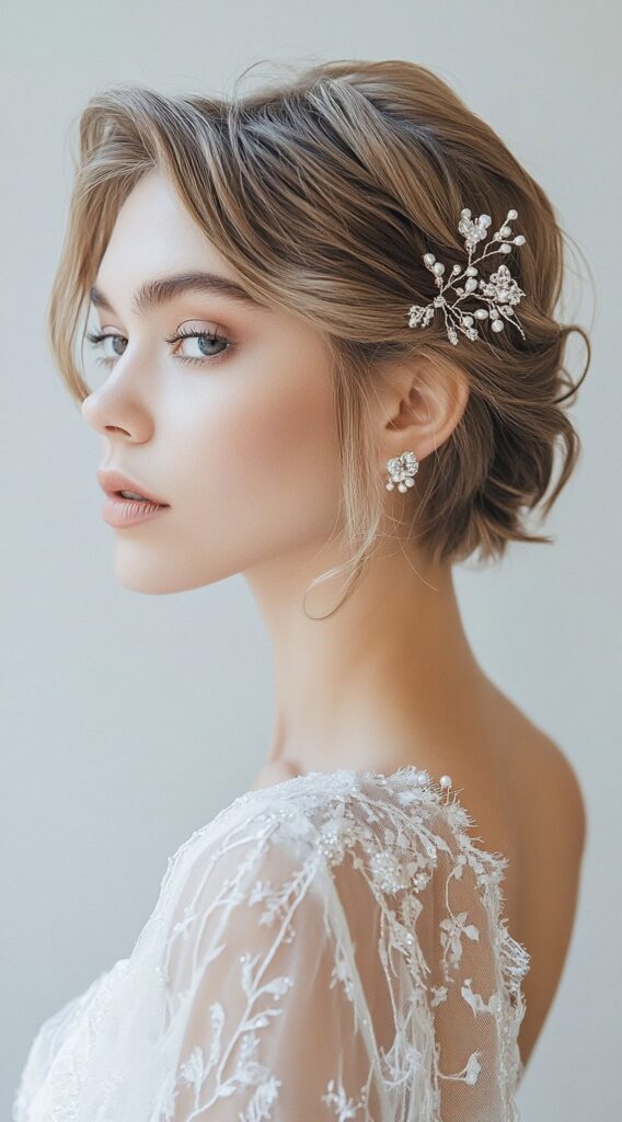 37 Formal Hairstyles for Short Hair: Elegant and Chic Ideas for Any Occasion 32 romantic wavy bob with decorative pin