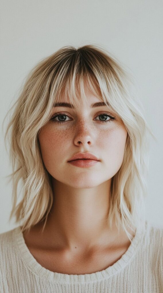 29 Modern Blonde Bob Hairstyles 11 shaggy blonde bob with wispy bangs