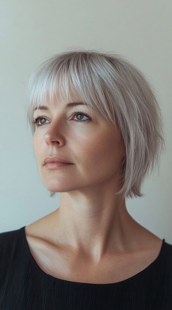 19 Flawless Fine Hair with Bangs Hairstyles 12 shaggy bob with feathered fringe
