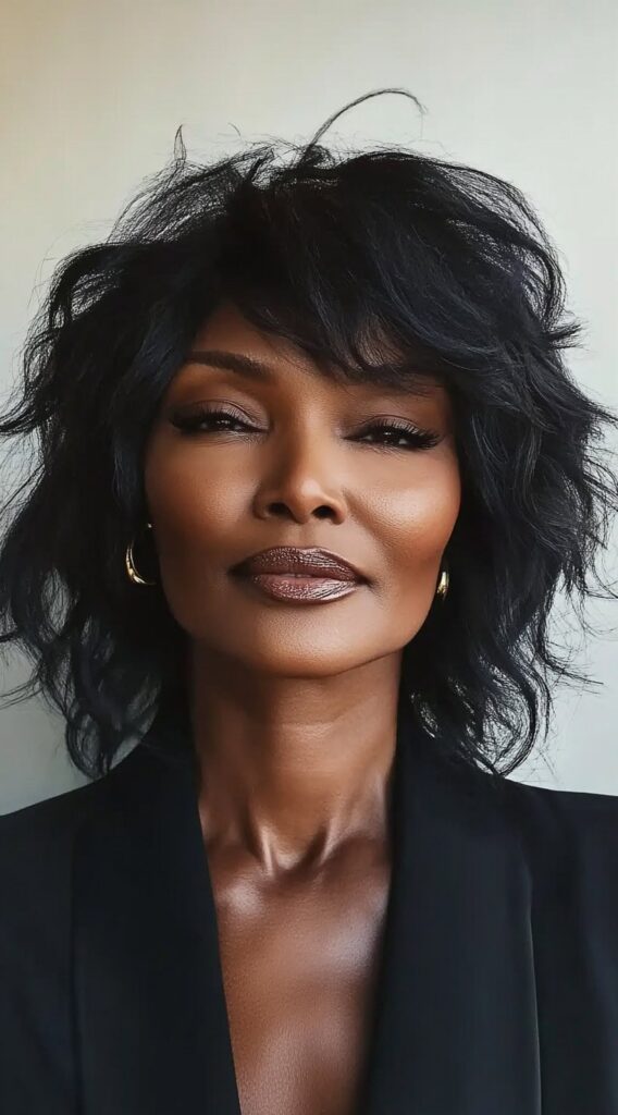 26 Older Black Women Hairstyles for Over 50 16 shaggy layered bob 1