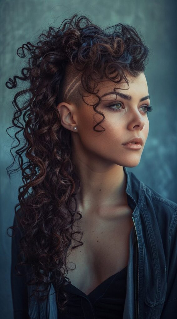 10 Long Curly Hair with Undercut Women Hairstyles: Stunning Ideas to Transform Your Look 9 shaved patterns with long curly hair