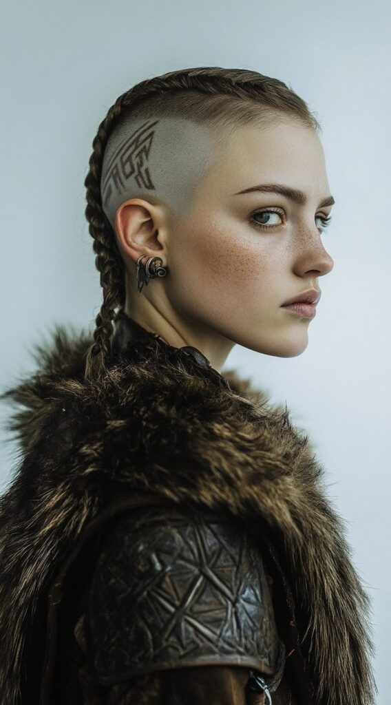 19 Viking Hairstyles for Women with Short Hair 10 shaved sides with short braid
