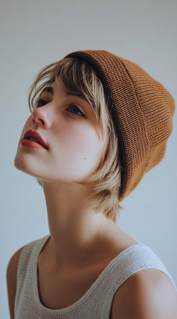 Mastering Beanie Hairstyles: 25 Simple and Stylish Ideas for Effortless Hair Days 5 short bob with a beanie