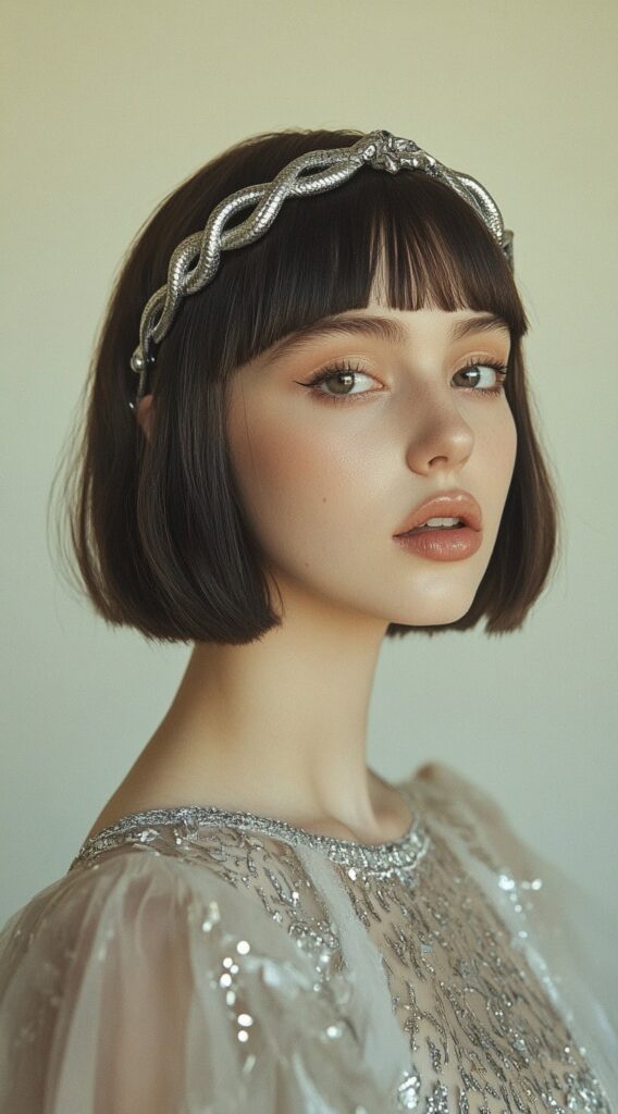 17 Medusa Hair Ideas 16 short bob with silver serpent headband