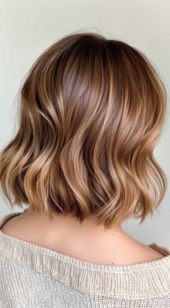 Warm Caramel Balayage with Honey Highlights: 17 Stunning Hairstyle Ideas to Enhance Your Look 5 short bob with warm caramel balayage and honey highlights