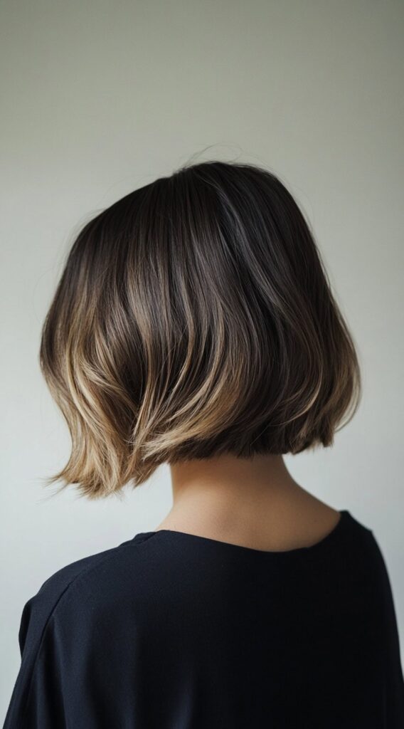 24 Winter Balayage Ideas for Brunettes: Subtle and Bold Hairstyles for a Fresh Winter Glow 22 short brunette bob with sandy blonde balayage