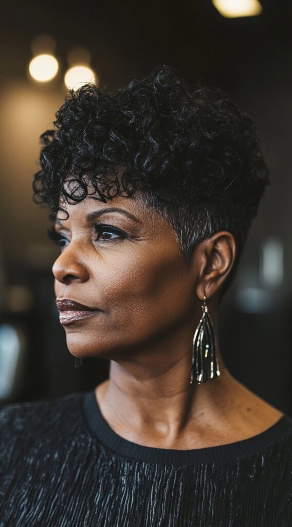 26 Older Black Women Hairstyles for Over 50 18 short curly crop with defined curls
