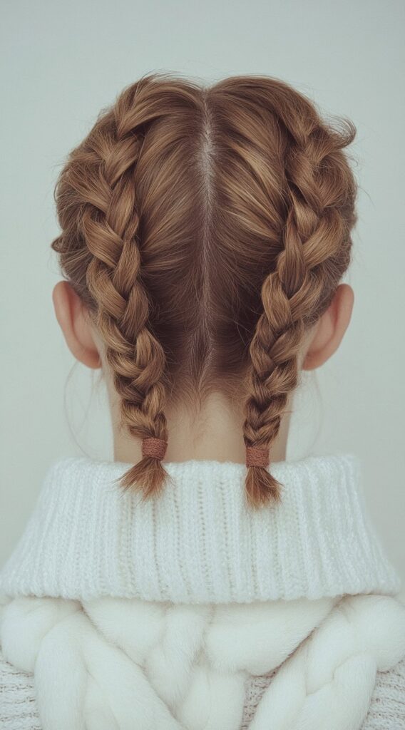 Top 21 Skiing Hairstyles to Wear Under a Helmet 19 short double dutch braids with ends tied