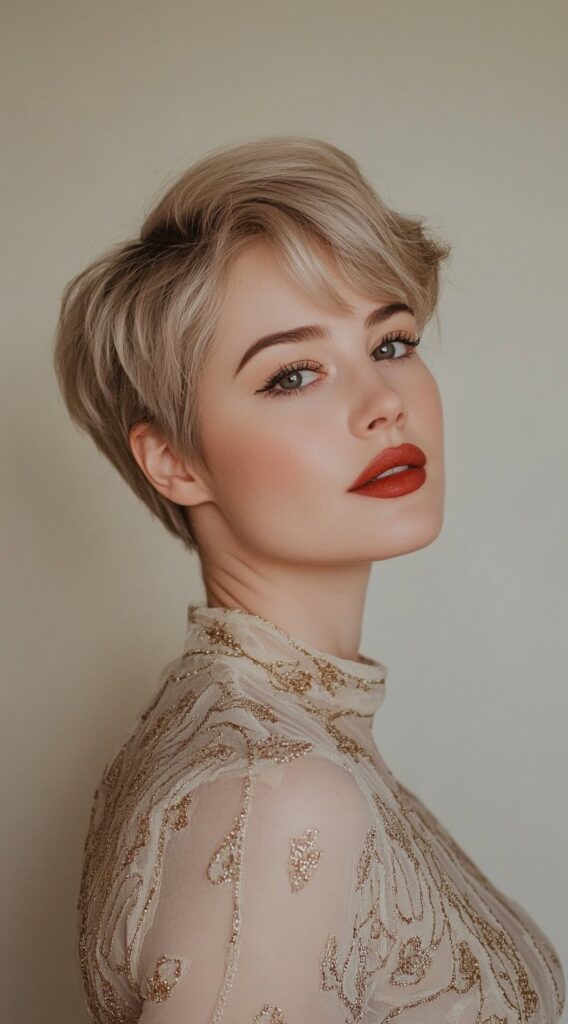 23 New Year’s Hairstyles for Short Hair 9 short layered pixie with side swept bangs