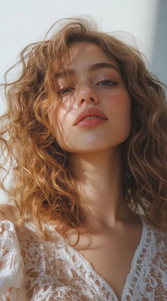 Warm Caramel Balayage with Honey Highlights: 17 Stunning Hairstyle Ideas to Enhance Your Look 8 short messy curls with honey toned caramel