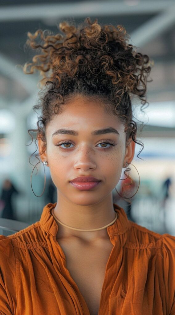 17 Airport Hairstyles for Curly Hair: Stay Cute on the Go and Travel in Style 16 short puffy high ponytail