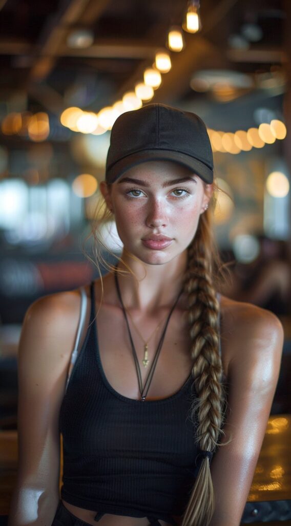 25 Hat Hairstyles for Work: Stylish and Professional Ideas for Women 20 side braid baseball work hat