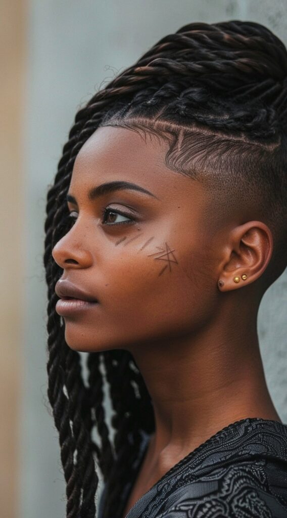 17 One Side Shaved Hairstyles for Black Women That Scream Confidence and Style 17 side shaved with twisted braids